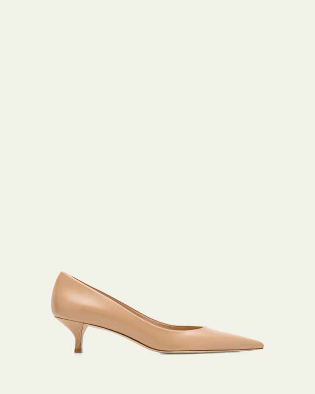 Stuart Leather Kitten-Heel Pumps